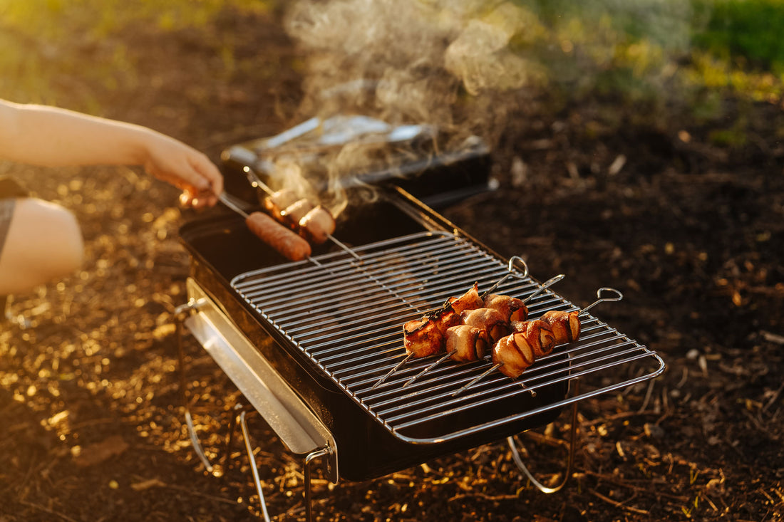 Cocinando en un asador portatil