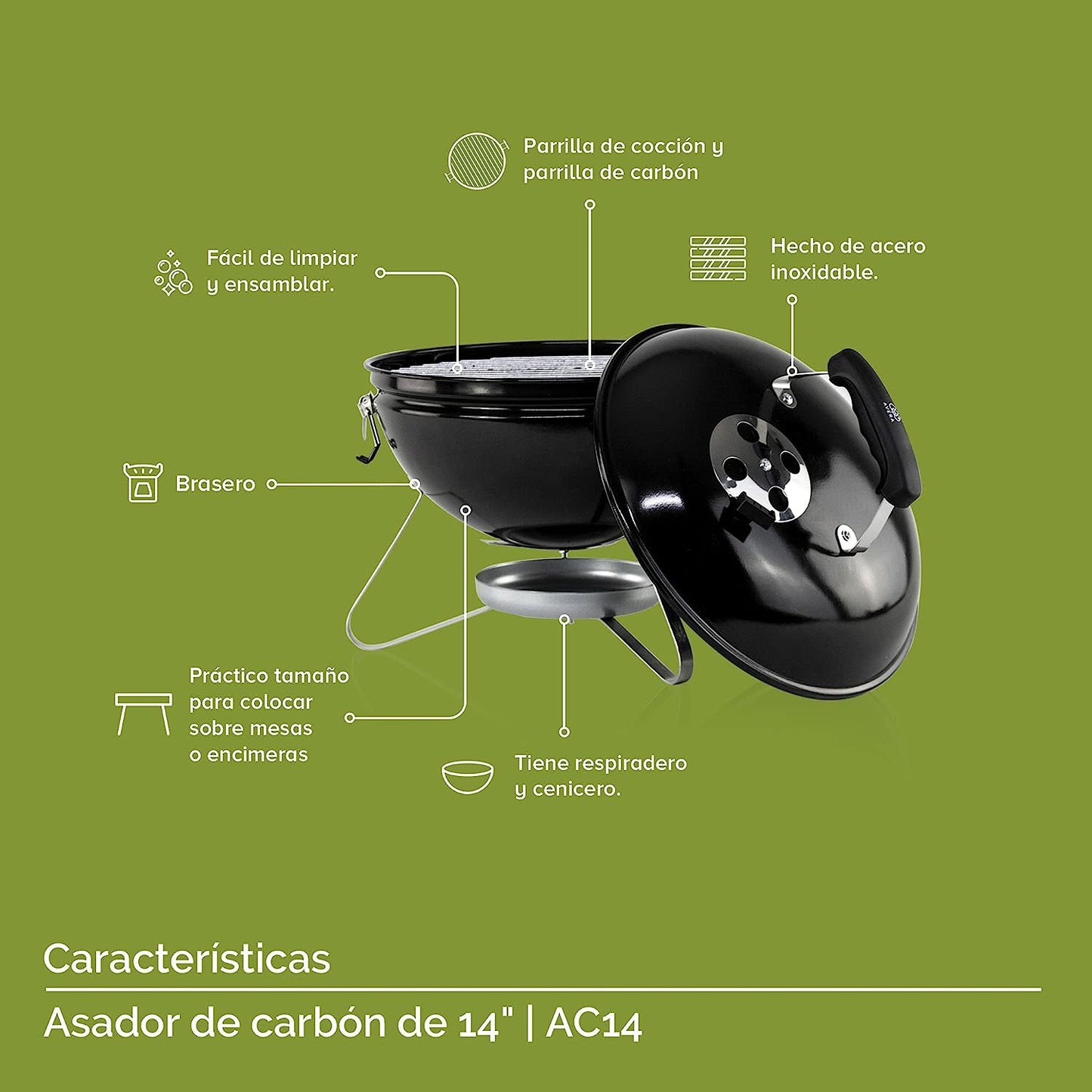 Asador Portatil Avera de 14"