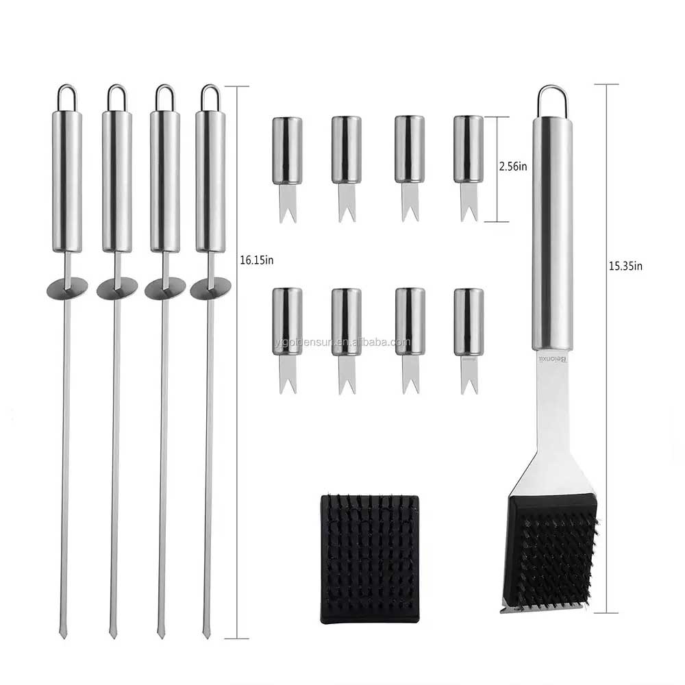 Juego de 24 Accesorios de Acero Inoxidable para Parrilla con Estuche de Aluminio