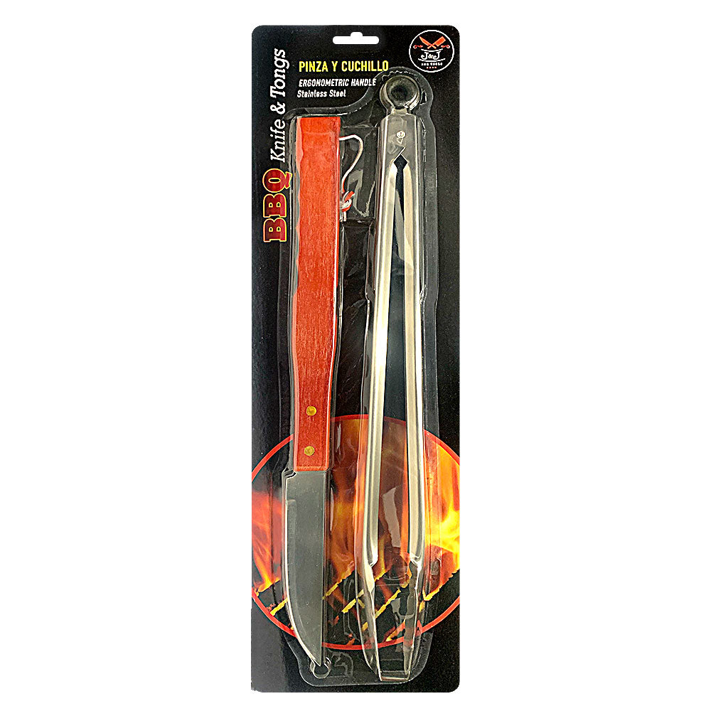 Pinzas y Cuchillo Parrillero JJ BBQ Tools
