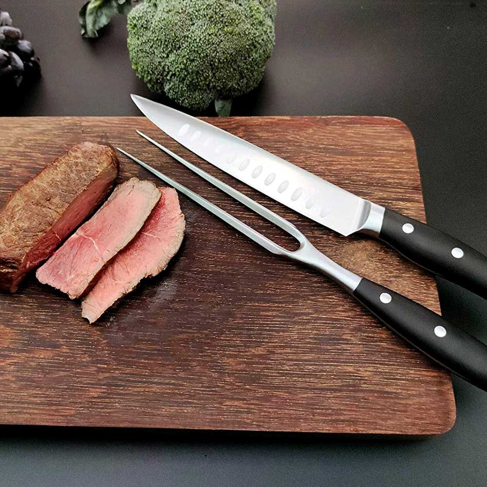 Set de Cuchillo de 8 pulgadas y Trinche en Acero Aleman