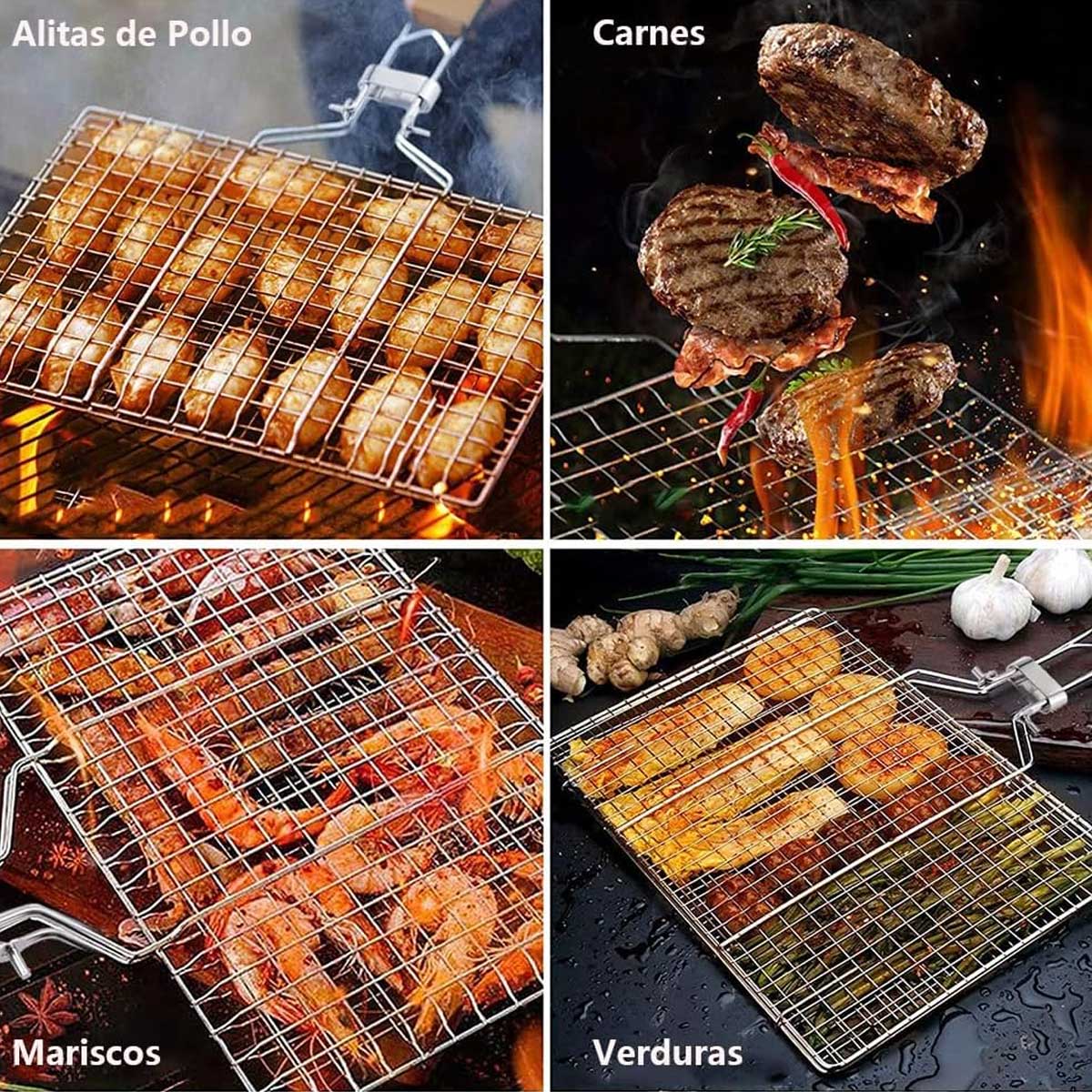 Cesta Plegable Yundobop para Parrilla en Acero Inoxidable