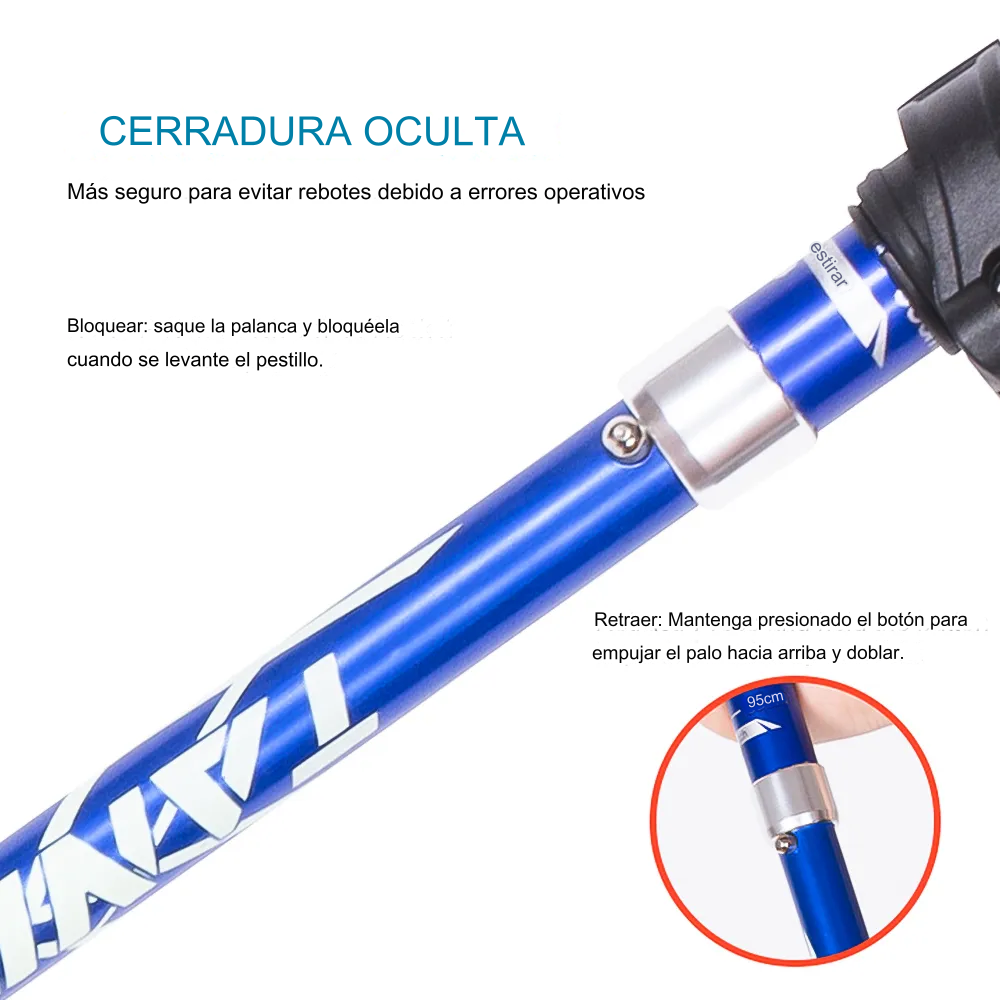 1 Bastón Senderismo de Aluminio Ultra Ligero de 5 secciones