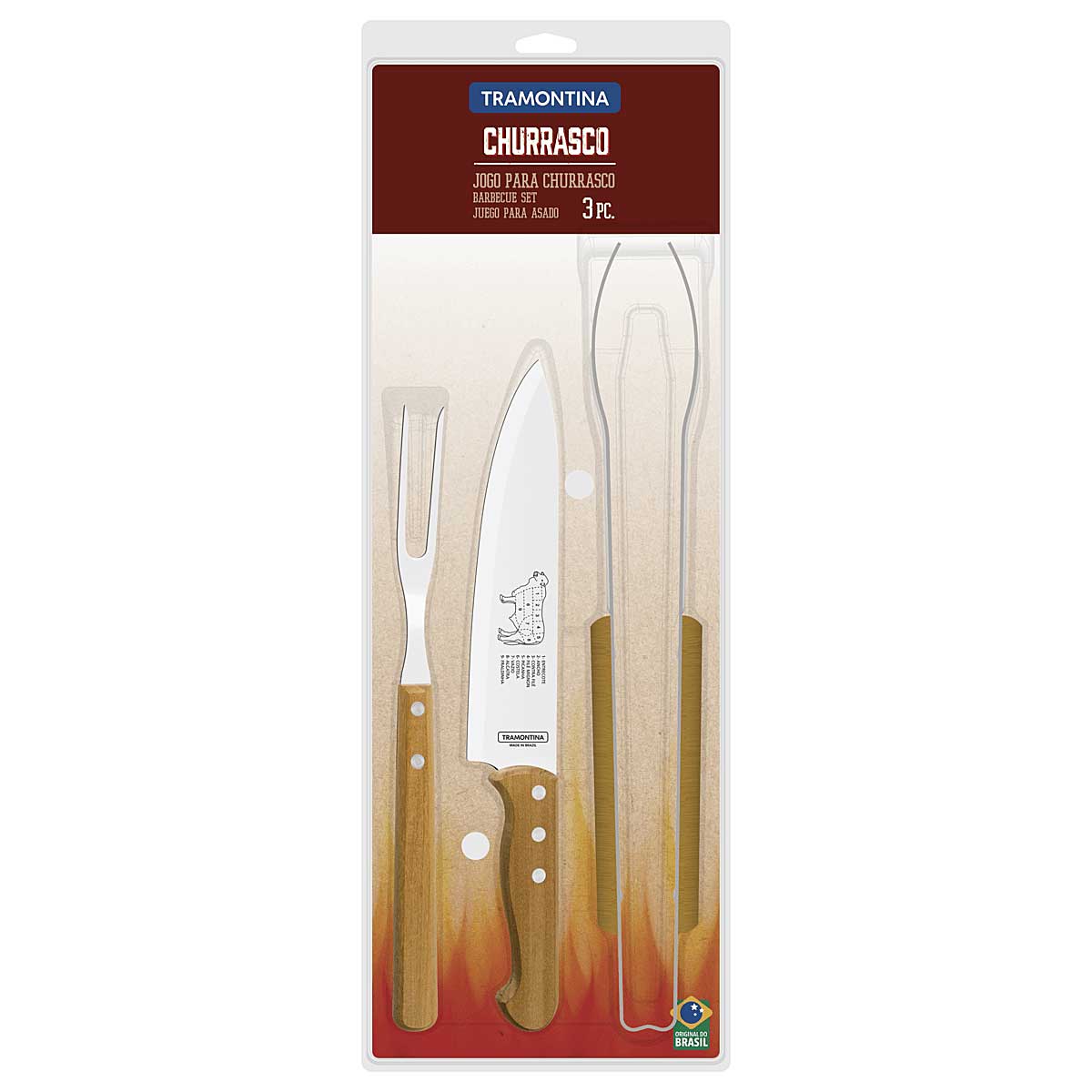 Kit para asador Tramontina de acero inoxidable 3 piezas