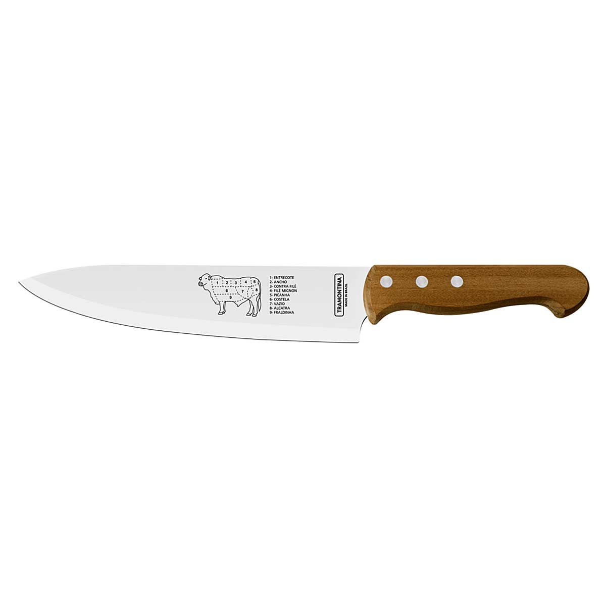 Cuchillo para carne 8" Tramontina mango de madera