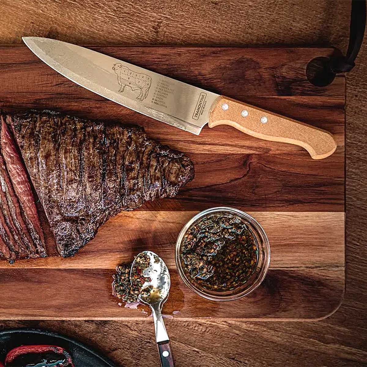 Cuchillo para carne 8" Tramontina mango de madera