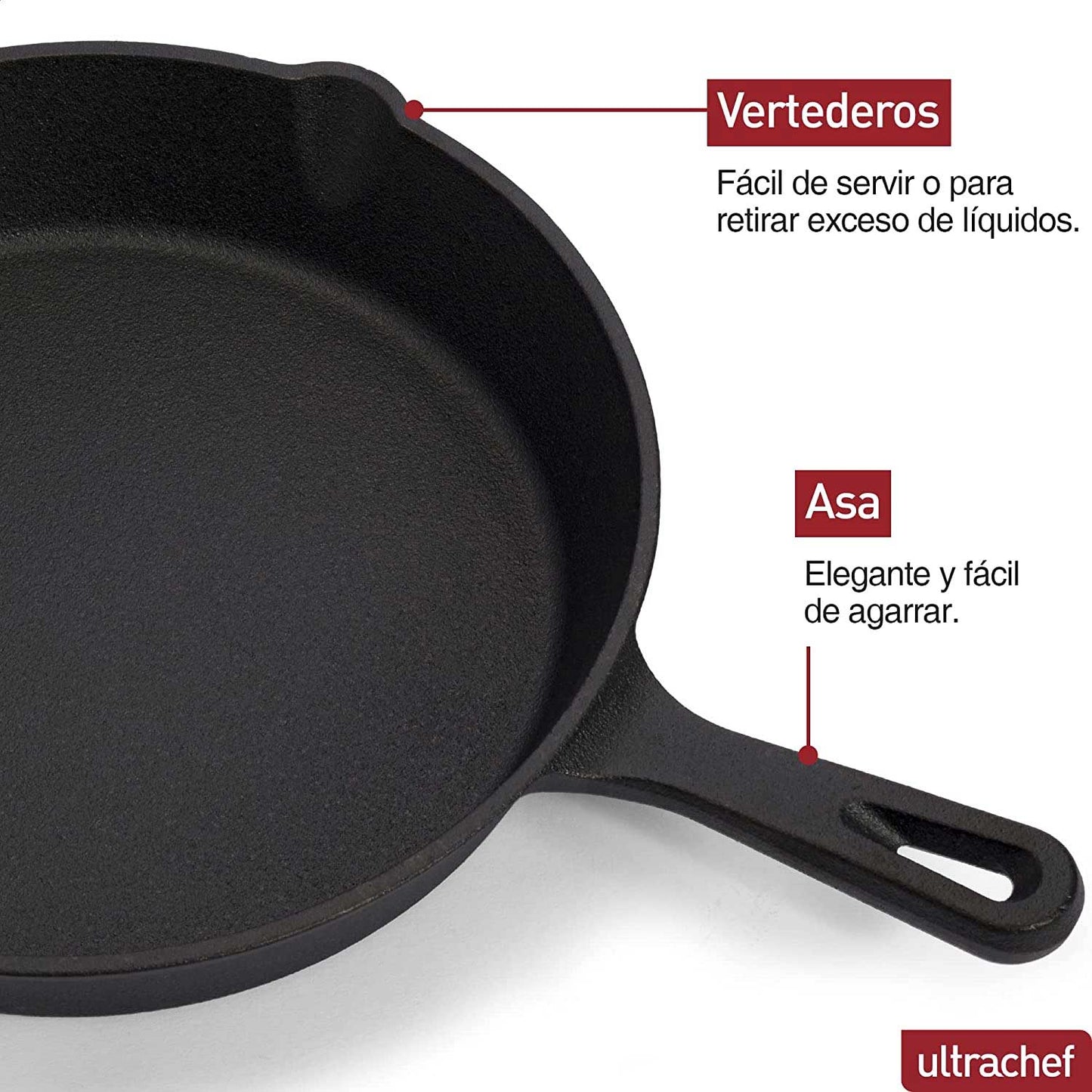 Con diseño ergonómico que incluye mango largo y dos vertederos, nuestros sartenes te permitirán cocinar como todo un parrillero.