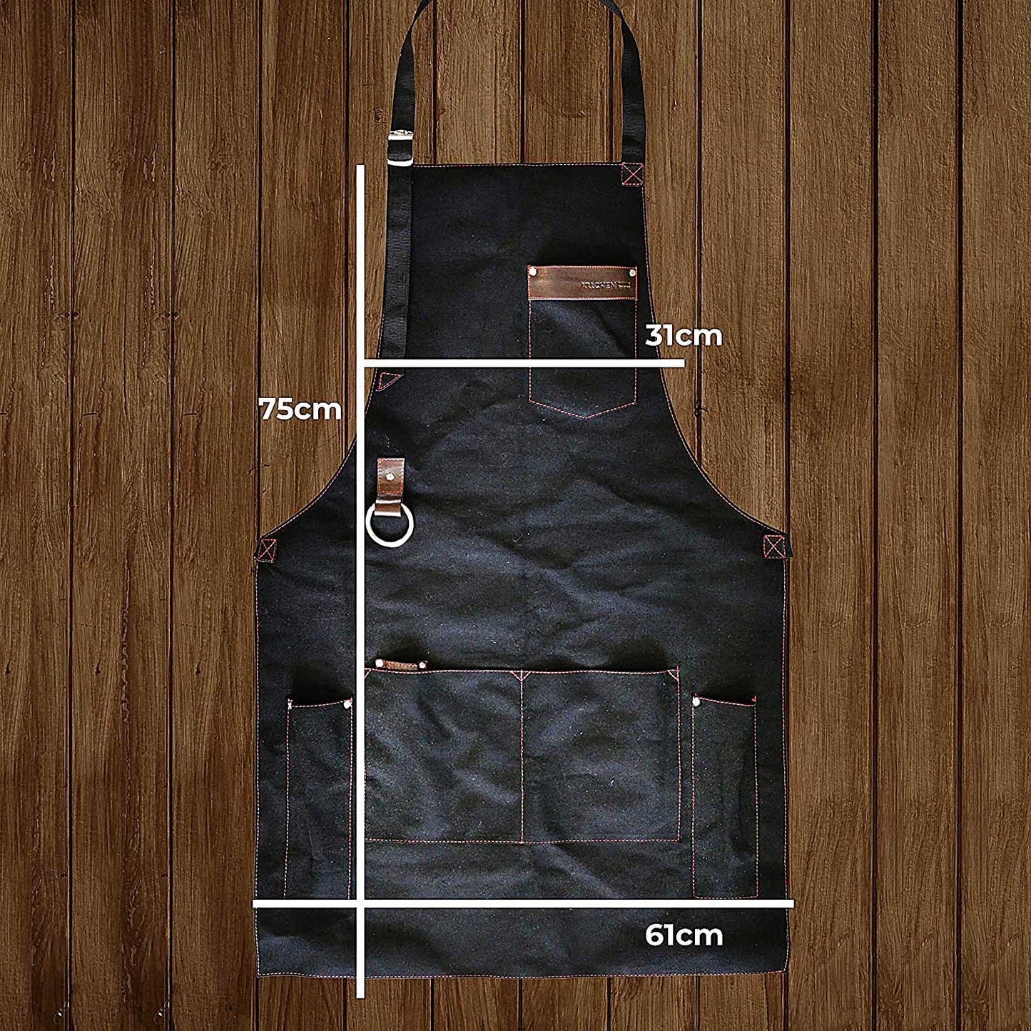 Mandil Parrillero Kitchen For Pros negro con piel genuina