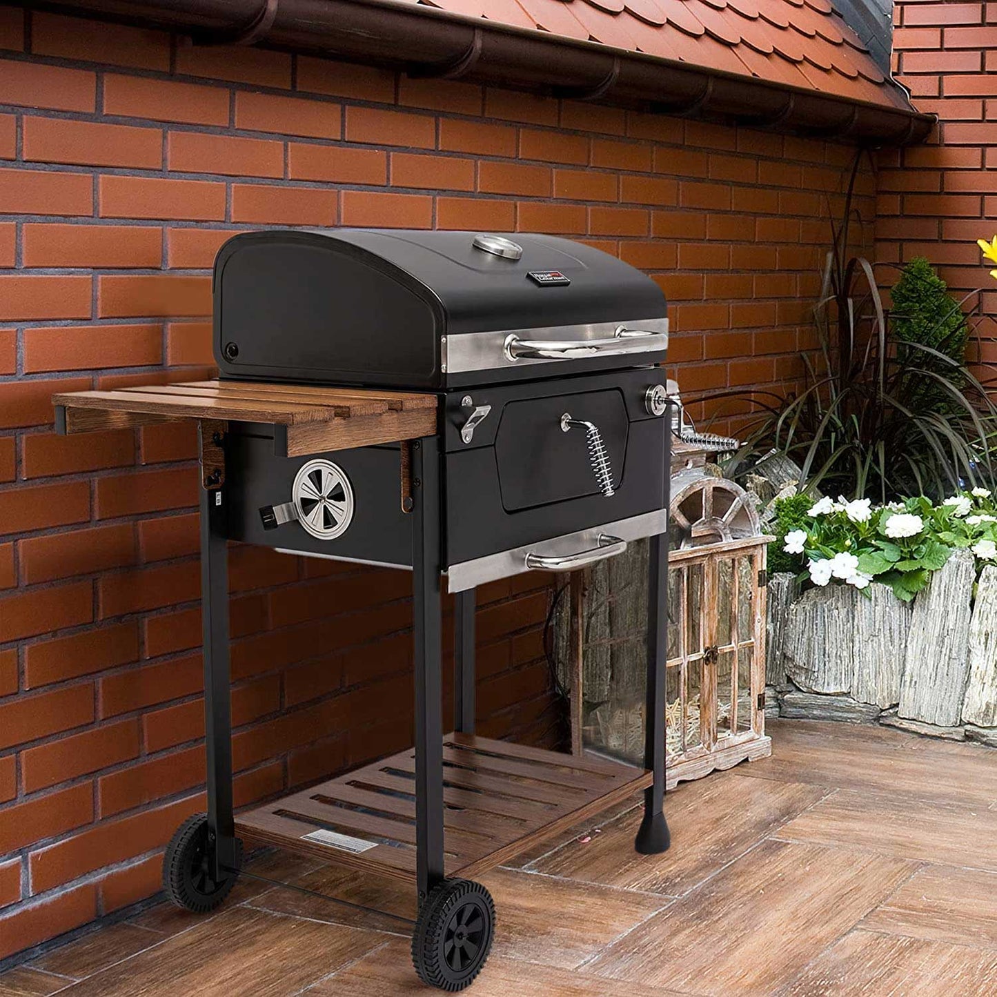Asador de Carbón Royal Gourmet 24 pulgadas y mesa plegable