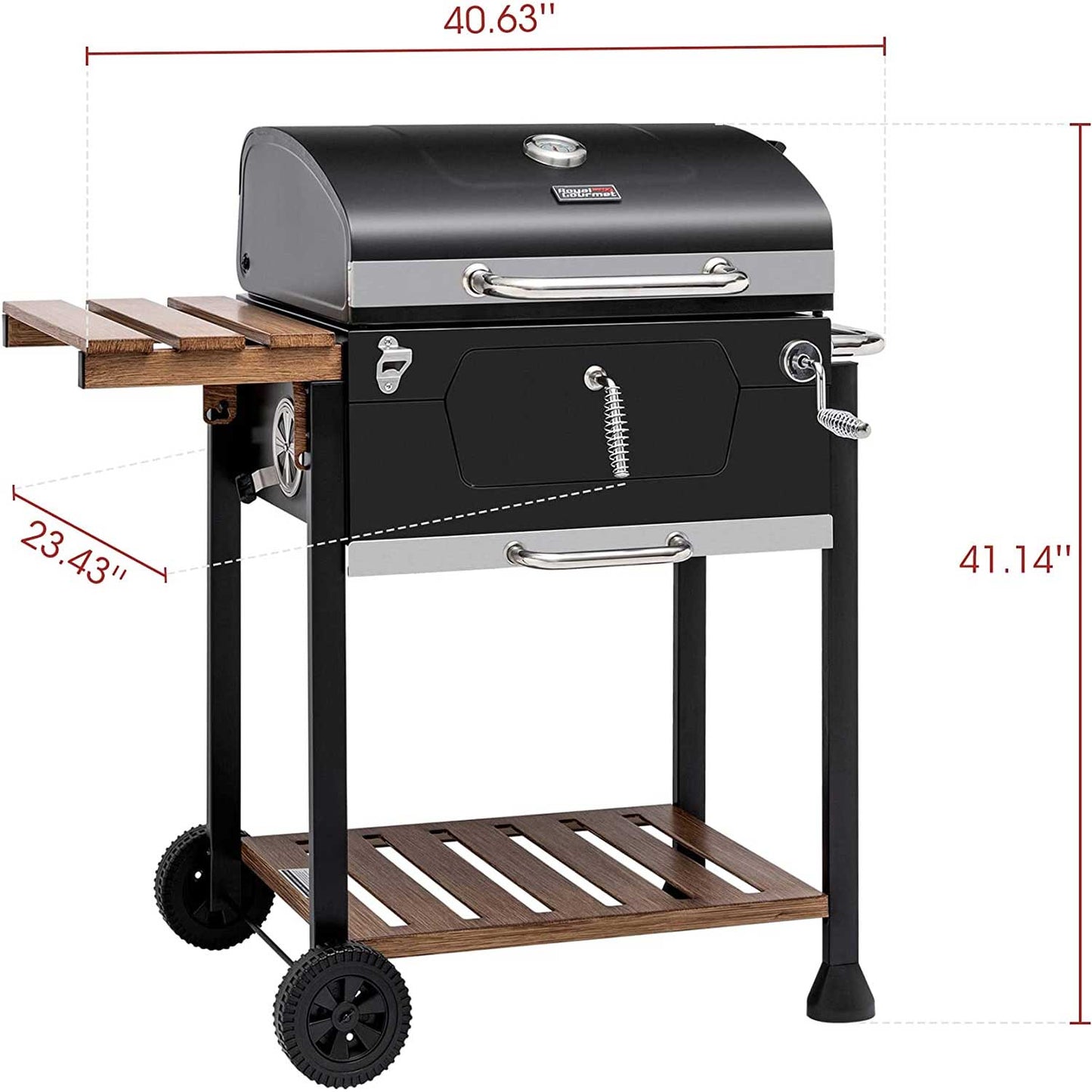 Asador de Carbón Royal Gourmet 24 pulgadas y mesa plegable