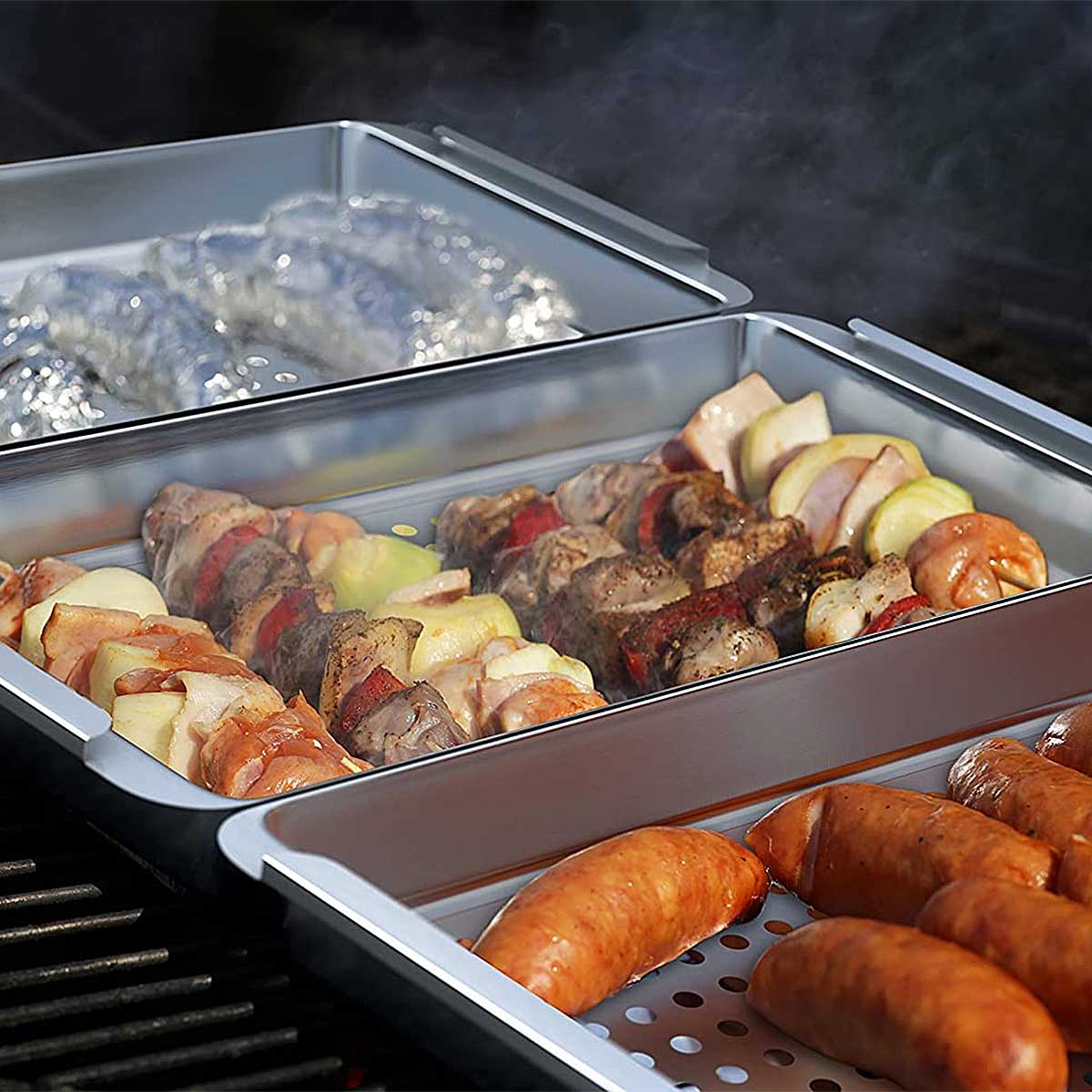 Juego de 3 Cestas Yukon Glory para Parrilla de Acero Inoxidable