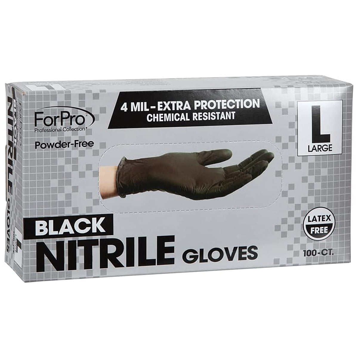 Guantes de nitrilo negro ForPro para cocina en tamaño mediano, caja con 100 piezas"