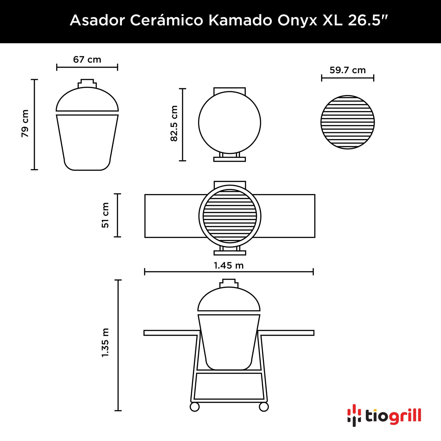 Asador Cerámico Kamado Onyx M 19"