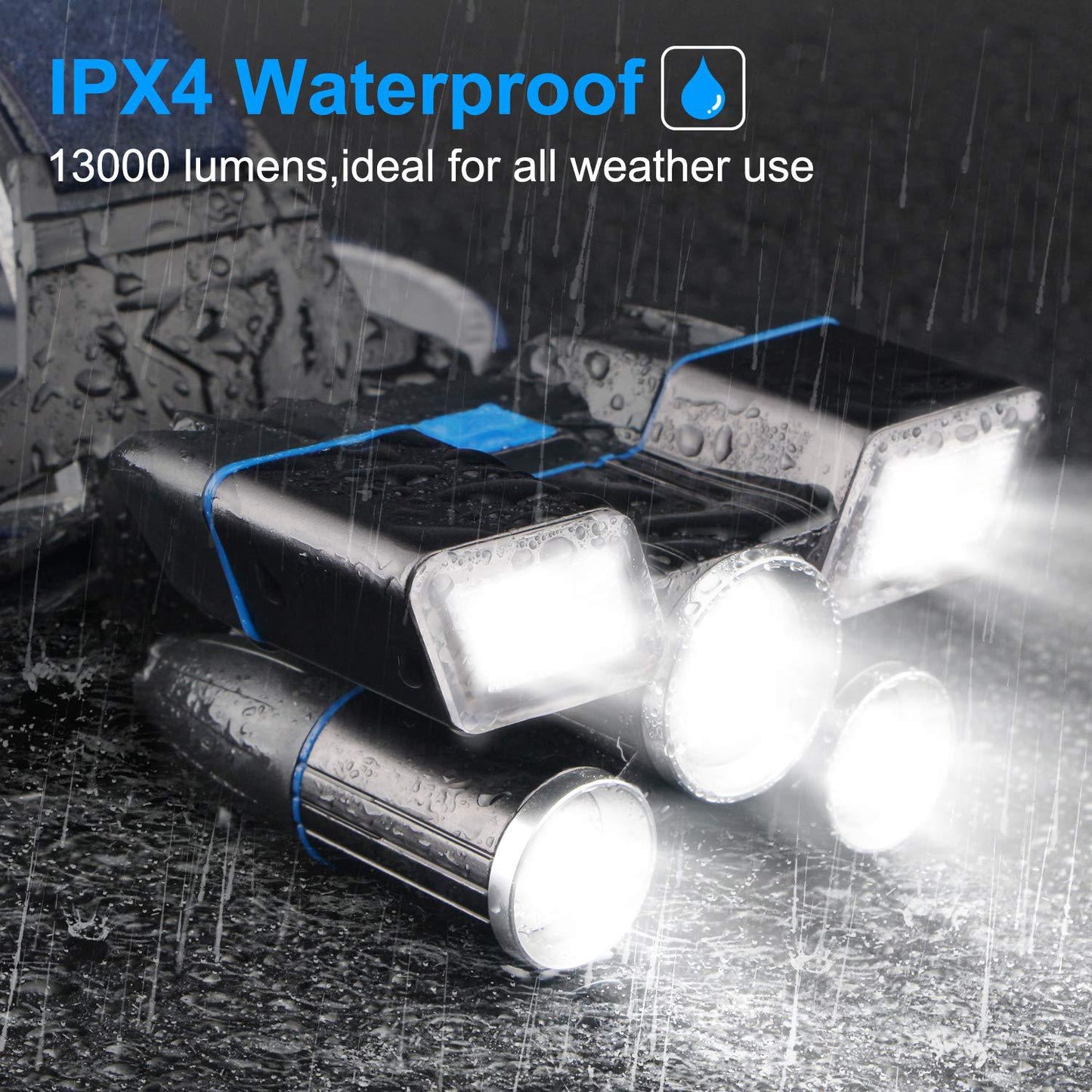 ZK20 - Linterna Frontal LED 18,000 Lúmenes, Impermeable, Recargable USB
