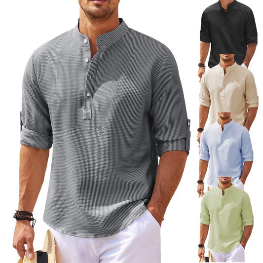 Camisa Tropical de Algodón con Textura de Piña para Hombre